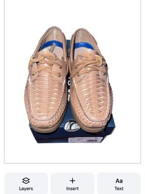 Sperry Tan Sider Woven Leather Boat Shoes